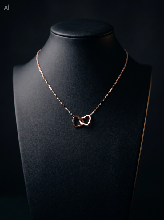 Roségouden Interlocking Hartjes Ketting ✨ (Rose Goudlook)