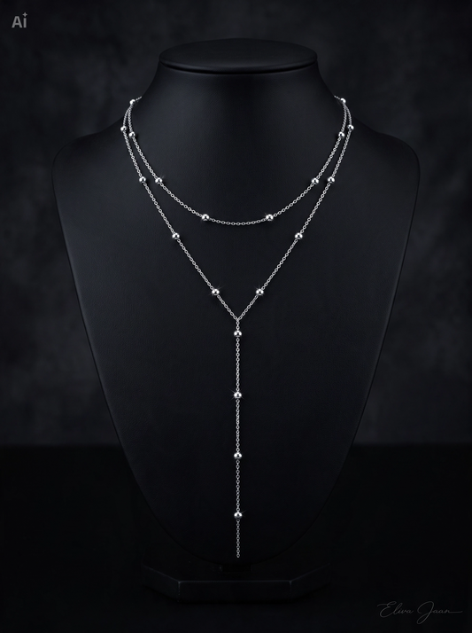 Zilveren Gelaagde Bolletjes Y-Ketting ✨ (Zilverlook)