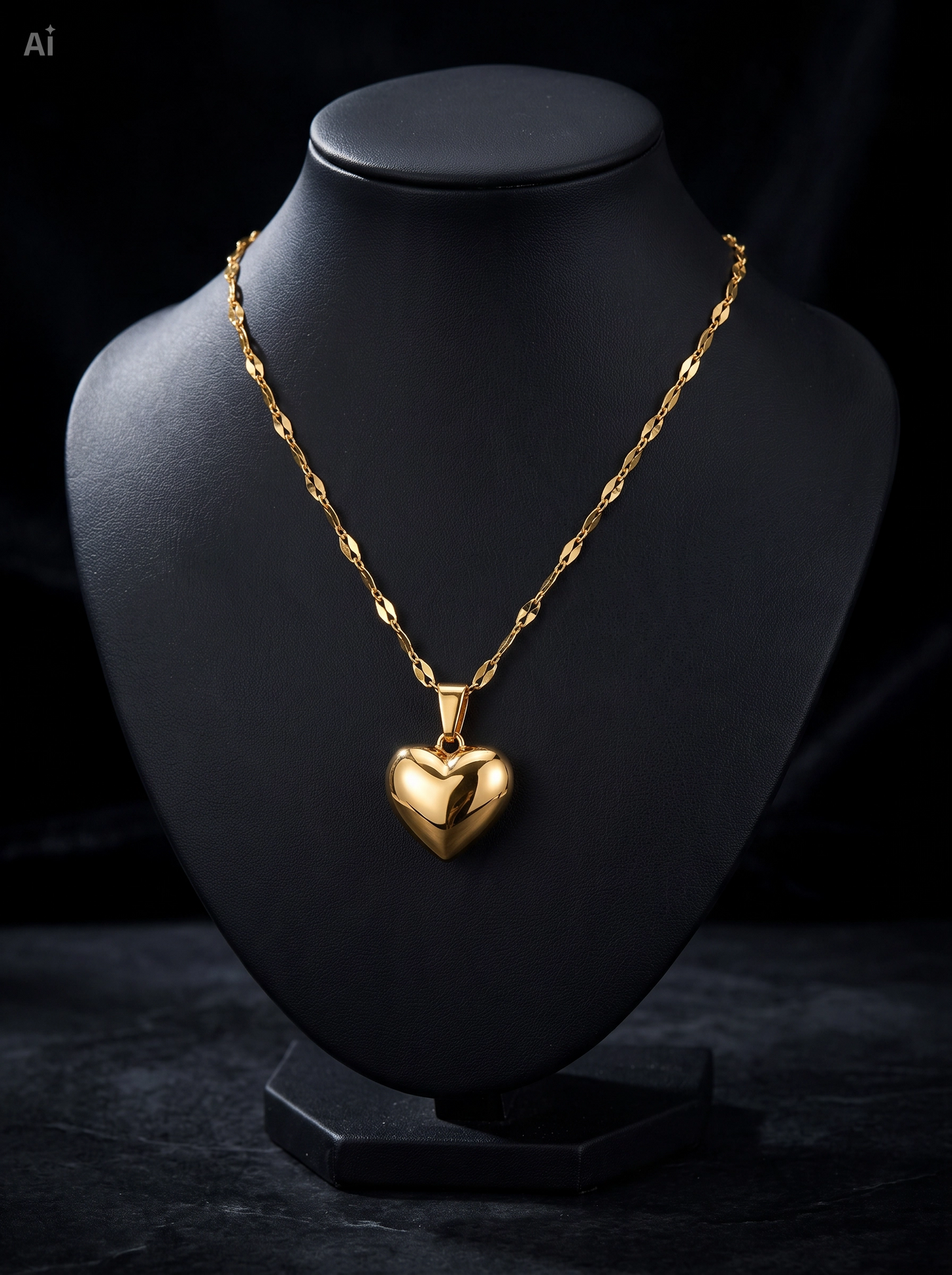 Gouden Pof Hartje Ketting ✨ (14K Goudlook)