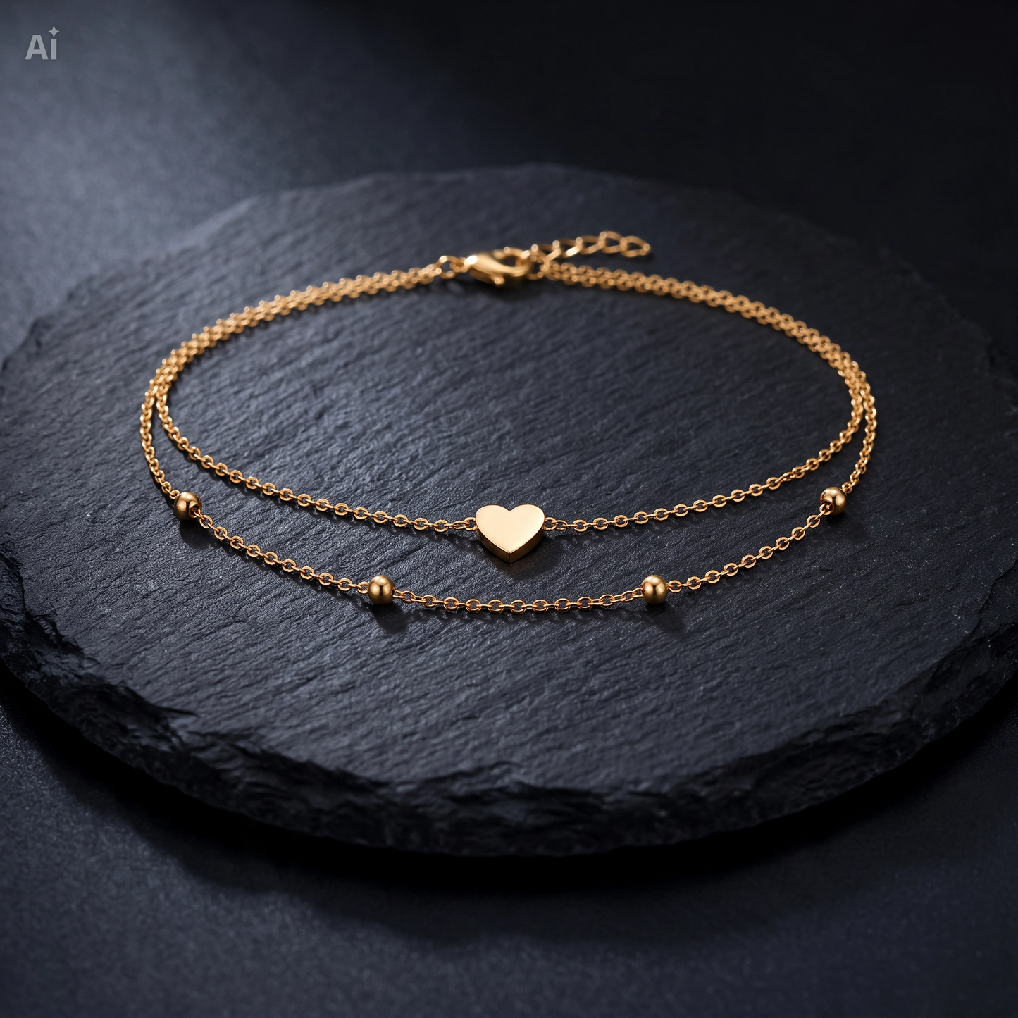Gouden Dubbel Hartjes Enkelbandje ✨ (14K Goudlook)