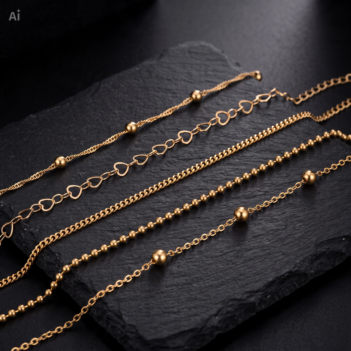 5-Delige Gouden Armbandenset ✨ (14K Goudlook)