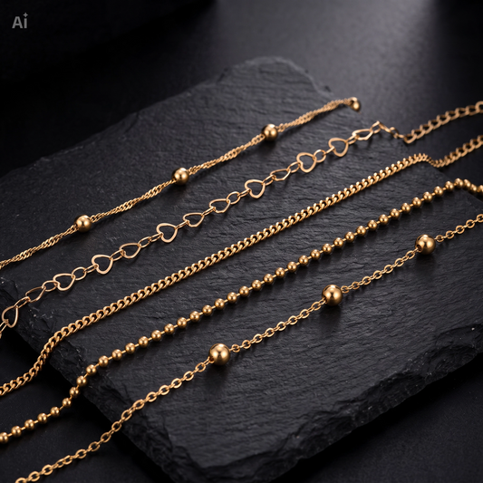 5-Delige Gouden Armbandenset ✨ (14K Goudlook)