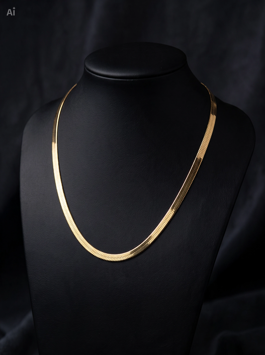 Klassieke Gouden Herringbone Ketting ✨ (18K Goudlook)