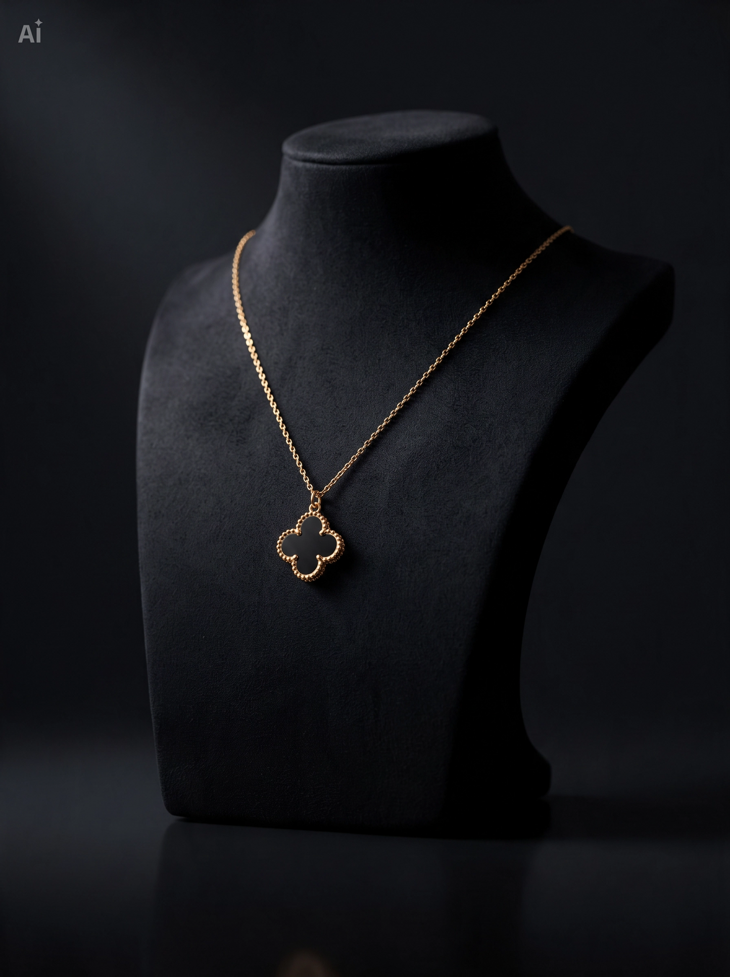 Gouden Zwarte Klaver Ketting ✨ (14K Goudlook)